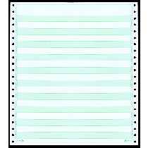 9-1/2 x 11" Continuous Paper 15# 1/2" Green Bar, 2 Part, No Side Perfs