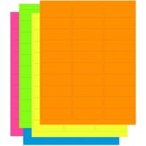 8-1/2" x 11" Assorted Fluorescent 30 Labels per Sheet 1" x 2-5/8"  