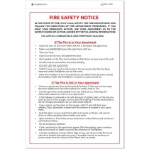 6x9" Fire Safety Notice White Vinyl Waterproof Self Adhesive Label, Pack of 10