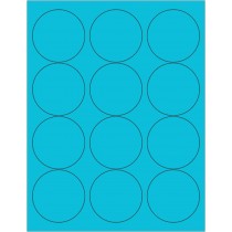 8-1/2" x 11" Blue Fluorescent 12 Labels per Sheet 2.5" Round 