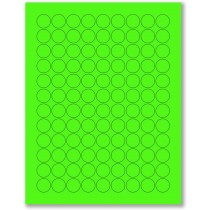 8-1/2" x 11" Green Fluorescent 108 Labels per Sheet 3/4" Round 