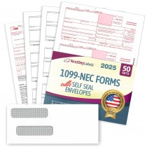 "New" 1099-NEC Forms for 2024, 4-Part  Tax Forms,  vendor kit of 50 Forms & Envelopes.