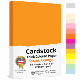 8-1/2 x 11" Letter, 67 Lb. Cover Card Stock, Cosmic Orange