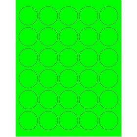 8-1/2" x 11" Green Fluorescent 30 Labels per Sheet 1.5" Round 