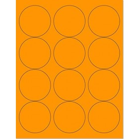 8-1/2" x 11" Orange Fluorescent 12 Labels per Sheet 2.5" Round 