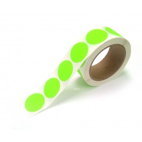 1.5" Circle Color Stickers, 500 Permanent Labels, 3" Core, Green Fluorescent