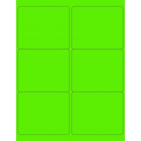 8-1/2" x 11" Fluorescent Green 6 Labels per Sheet 4 x 3-1/3