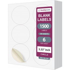 8-1/2" x 11",6 Labels, per Sheet,3.33" Round