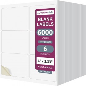 8-1/2" x 11", 6 Labels, per Sheet,4" x 3.3" Case