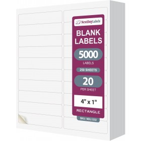 8-1/2" x 11", 20 Labels, per Sheet,4" x 1"