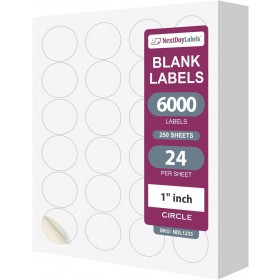 8-1/2" x 11", 24 Labels, per Sheet, 1.66" Round