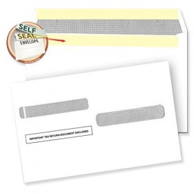 2025 4-Up Box Laser W-2 Double-Window Envelope, Self-Seal
