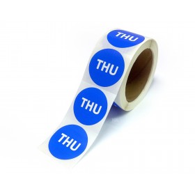 2" Inventory Control/Date 500 Permanent Labels  Blue “Thu” Labels  3" Core