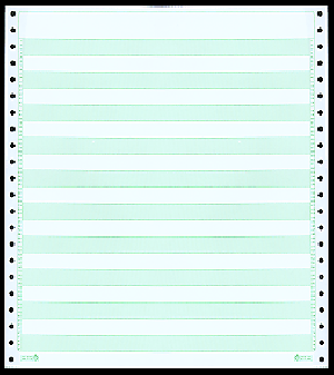 9-1/2 x 11" Continuous Paper 15# 1/2" Green Bar, 4 Part, Side Perfs