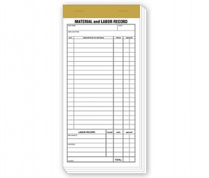 Compact Material & Labor Records,  4 1/4 x 8 1/4"