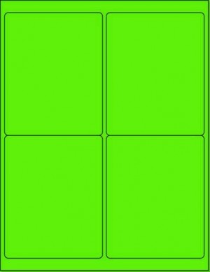 8-1/2" x 11" Fluorescent Green 4 Labels per Sheet 4 x 5