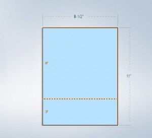 8-1/2 x 11" Blue 20# Paper 1 Horizontal Perforation 3" 