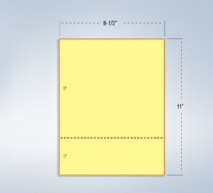  8-1/2 x 11" Canary 20# Paper 1 Horizontal Perforation 3" from bottom  