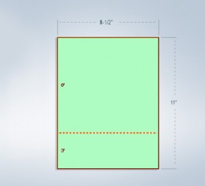 8-1/2 x 11 Green 20# Paper 1 Horizontal Perforation @ 3" from bottom