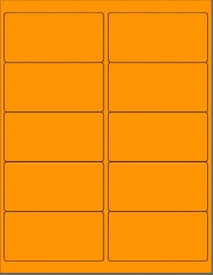 8-1/2" x 11" Fluorescent Orange 10 Labels per Sheet 4 x 2