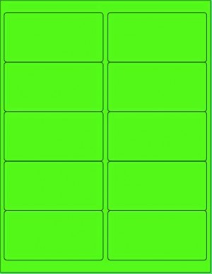 8-1/2" x 11" Fluorescent Green 10 Labels per Sheet 4 x 2