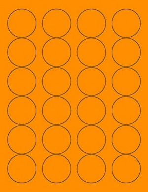 8-1/2" x 11" Fluorescent Orange 24 Labels per Sheet 1.66" Round