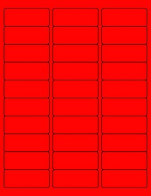 8-1/2" x 11" Red Fluorescent 30 Labels per Sheet 1" x 2-5/8"
