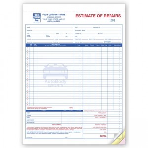 Repair Estimates, 8 1/2 X 11"