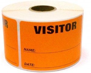 3" x 2" Labels Pass 500 Labels  Orange “Visitor ” Labels  1" Core