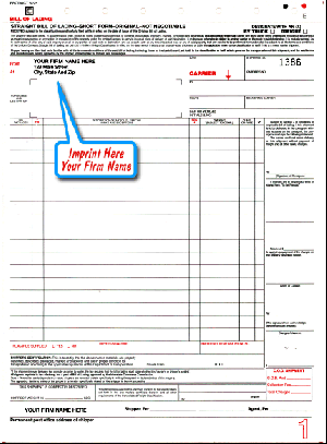 Straight Bill of Lading - WITH CO. NAME IMPRINT -