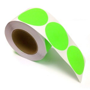 2" Circle Color Stickers, 500 Permanent Labels, 3" Core, Green Fluorescent