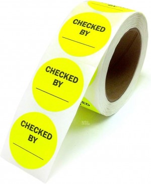 2" Inventory Control/Date 500 Permanent Labels Yellow “Checked by” Labels  3" Core