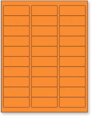 8-1/2" x 11" Orange Fluorescent 30 Labels per Sheet 1" x 2-5/8"
