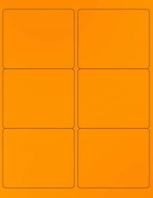 8-1/2" x 11" Orange Fluorescent 6 Labels per Sheet 4 x 3-1/3" 