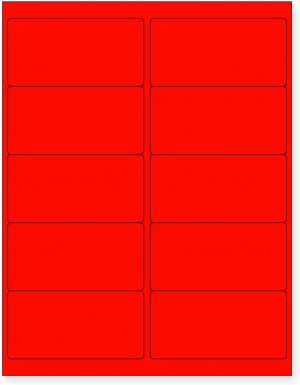 8-1/2" x 11" Red Fluorescent 10 Labels per Sheet 4 x 2