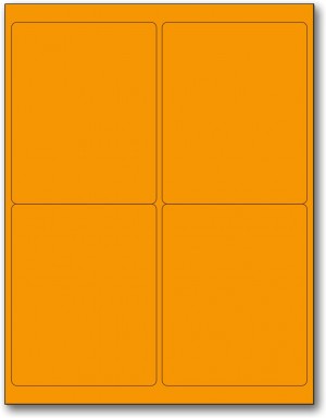8-1/2" x 11" Orange Fluorescent 4 Labels per Sheet 4 x 5