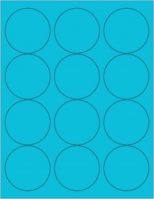8-1/2" x 11" Blue Fluorescent 12 Labels per Sheet 2.5" Round 