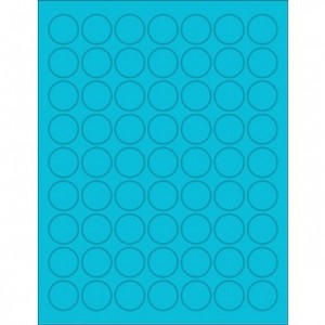8-1/2" x 11" Blue Fluorescent 63 Labels per Sheet 1" Round 