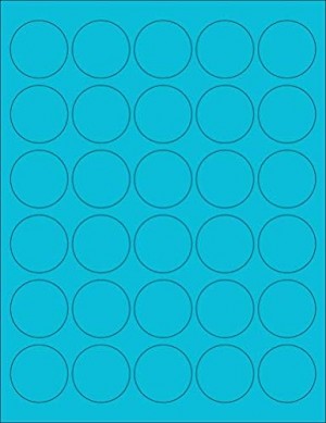 8-1/2" x 11" Blue Fluorescent 30 Labels per Sheet 1.5" Round 