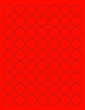 8-1/2" x 11" Red Fluorescent 63 Labels per Sheet 1" Round 