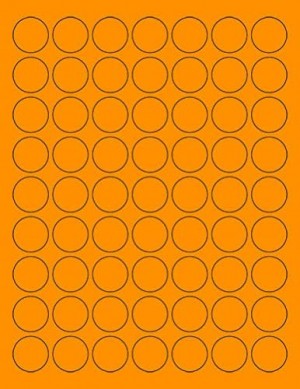 8-1/2" x 11" Orange Fluorescent 63 Labels per Sheet 1" Round 