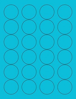 8-1/2" x 11" Fluorescent Blue 24 Labels per Sheet 1.66" Round