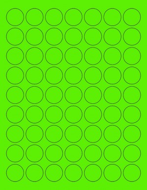8-1/2" x 11" Green Fluorescent 63 Labels per Sheet 1" Round 
