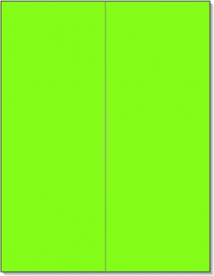 8-1/2" x 11" Fluorescent Green 2 Labels per Sheet 4-1/4" x 11''