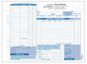 Auto Repair Order Form,  11" x 8½"