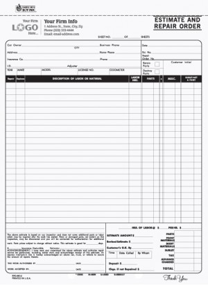 8 1/2" x 11", Estimate & Repair Order