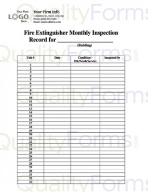 Monthly Fire Extinguisher Inspection Form