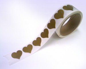 1-1/4" Heart Shape  Gold Scratch Off  Label Stickers