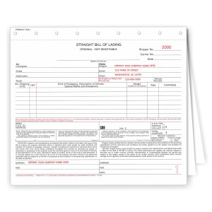 Straight Bill of Lading - WITH CO. NAME IMPRINT -