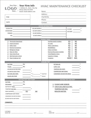 HVAC  Maintenance Checklist  Imprinted